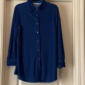 Soft Surroundings Blue velvet  Button Down